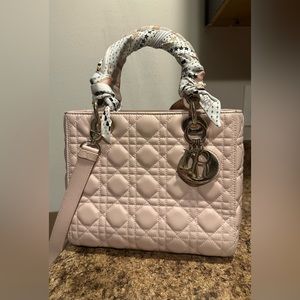 Lady Dior Powder Pink Medium Cannage Lambskin Purse